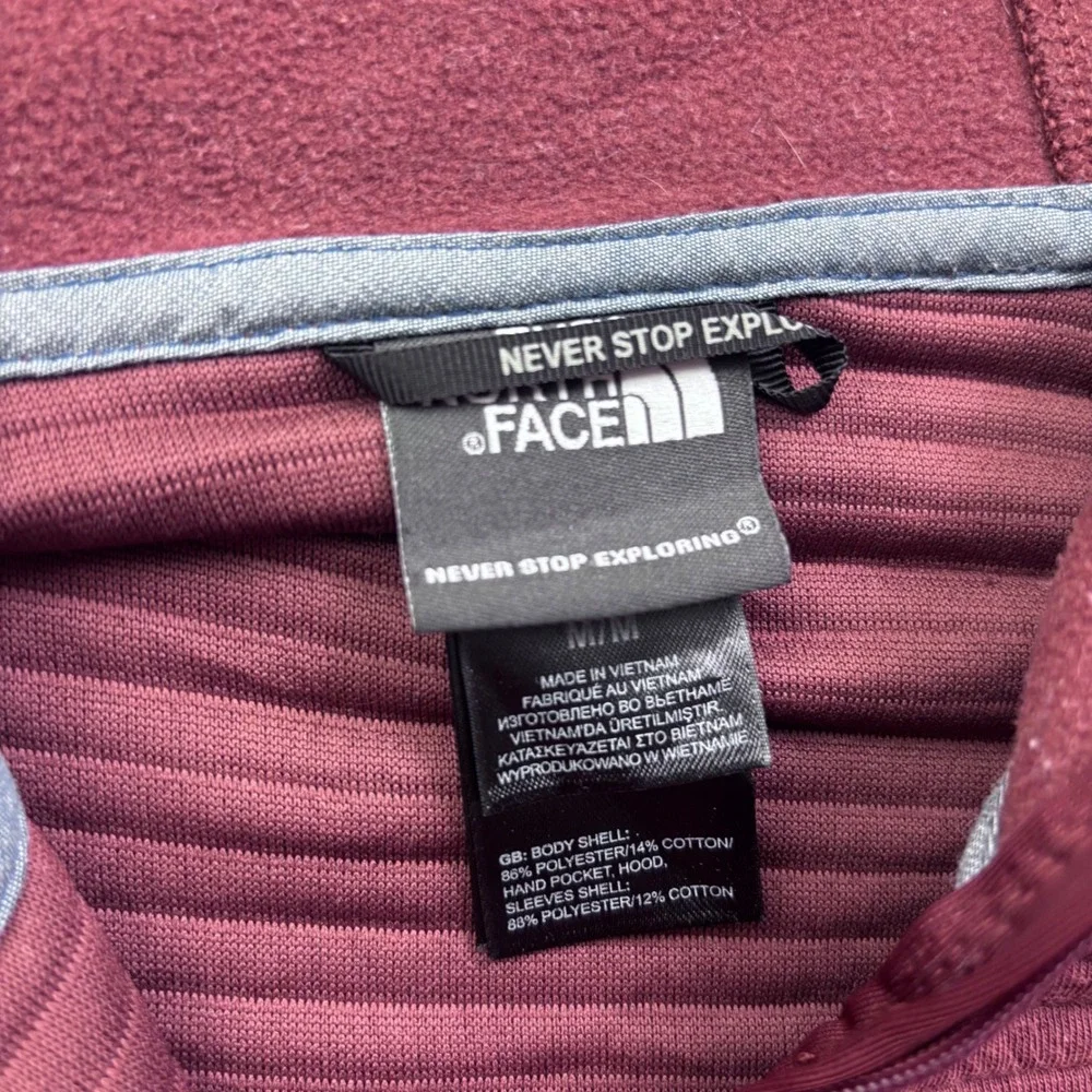 The North Face Mens Tech Full Zip Hoodie Burgundy Maroon Textured Jacket Medium